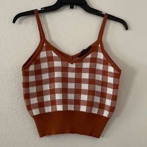 Say What Crop top. Brownish/White Gingham Top